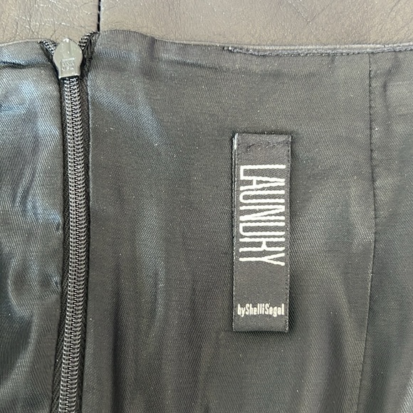 Size12 Wool/Leather Black/Grey Skirt Back Zipper Made in USA by Shelli Segal - Picture 8 of 11